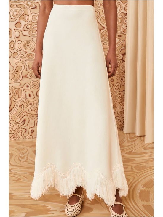 Ulla Johnson Dresses & Skirts - NWT Ulla Johnson Midi Knit White Paulina Fringe Skirt